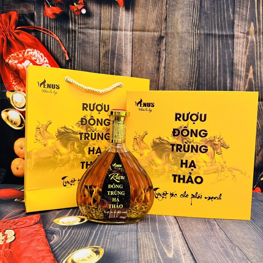 Hộp rượu đông trùng hạ thảo quà tặng